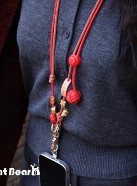 马年手机挂绳斜挎可背挂链Pocket3挂绳本命年聚财国风红色新中式