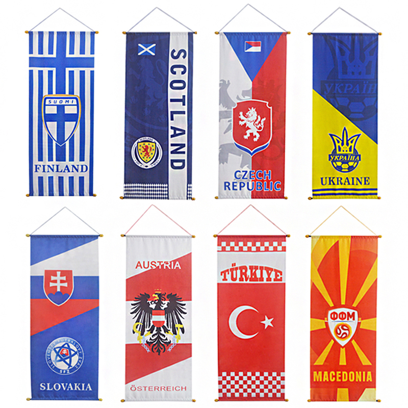 2026美加墨世界杯足球酒吧餐厅装饰长挂旗挂画国旗队旗体彩装饰