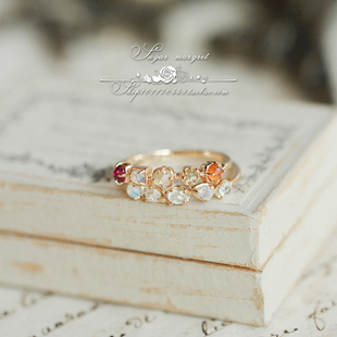 璇彩 精致超美天然多宝缤纷彩宝排戒925纯银戒指 蕴
