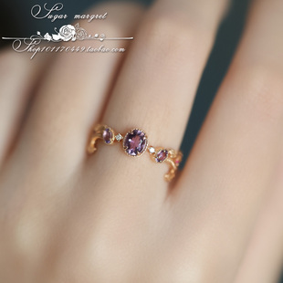 Provence 普罗旺斯之秋 风卷美人兮紫水晶花枝小奢华925纯银 戒指