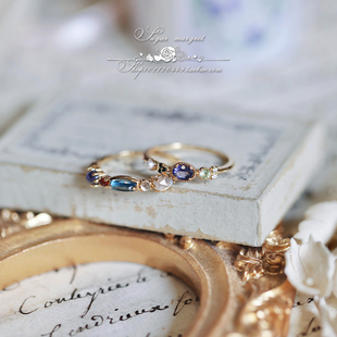 Olivia.初晨雾都 精致天然宝石堇青石925纯银戒指 日系设计款