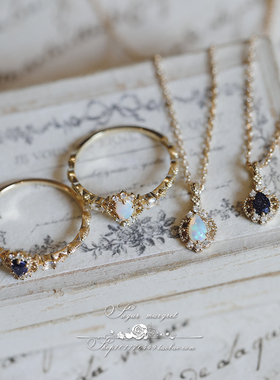 天然澳宝/蓝砂金石925银戒指项链