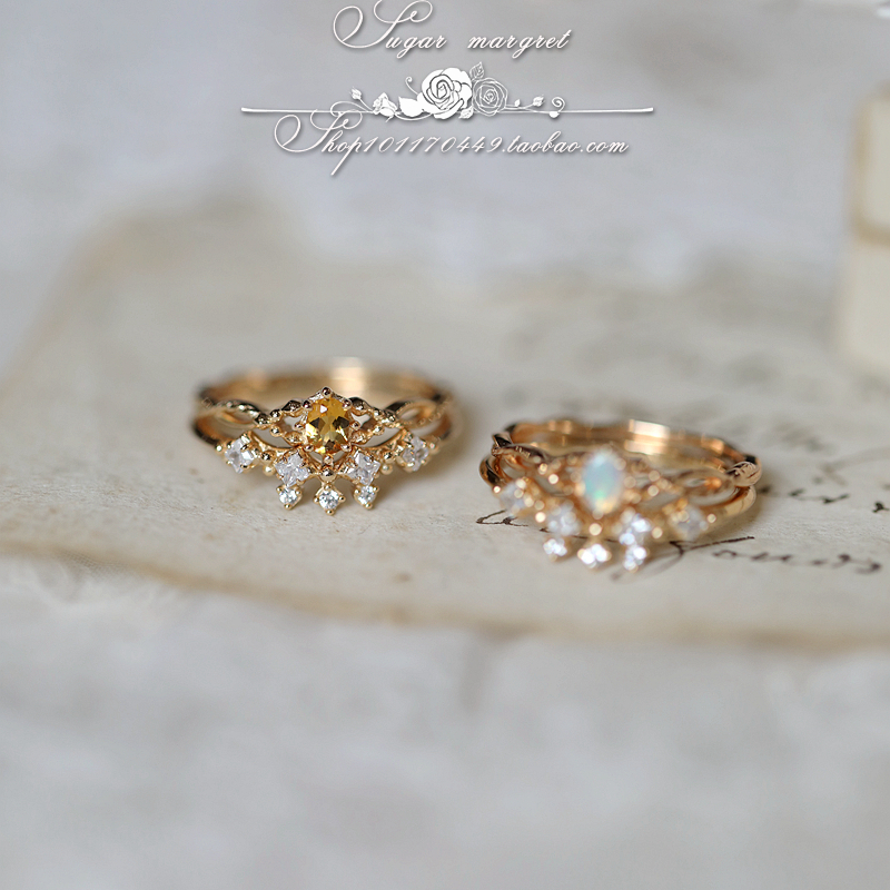 澳宝戒指925纯银天然黄水晶精美