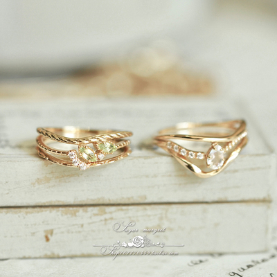 戒指925纯银月光石橄榄石