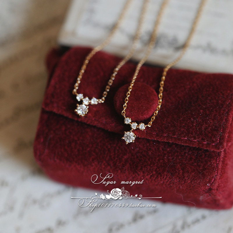 Fruhling春融雪 精致气质迷你闪耀莫桑石小钻925银镀金项链锁骨链