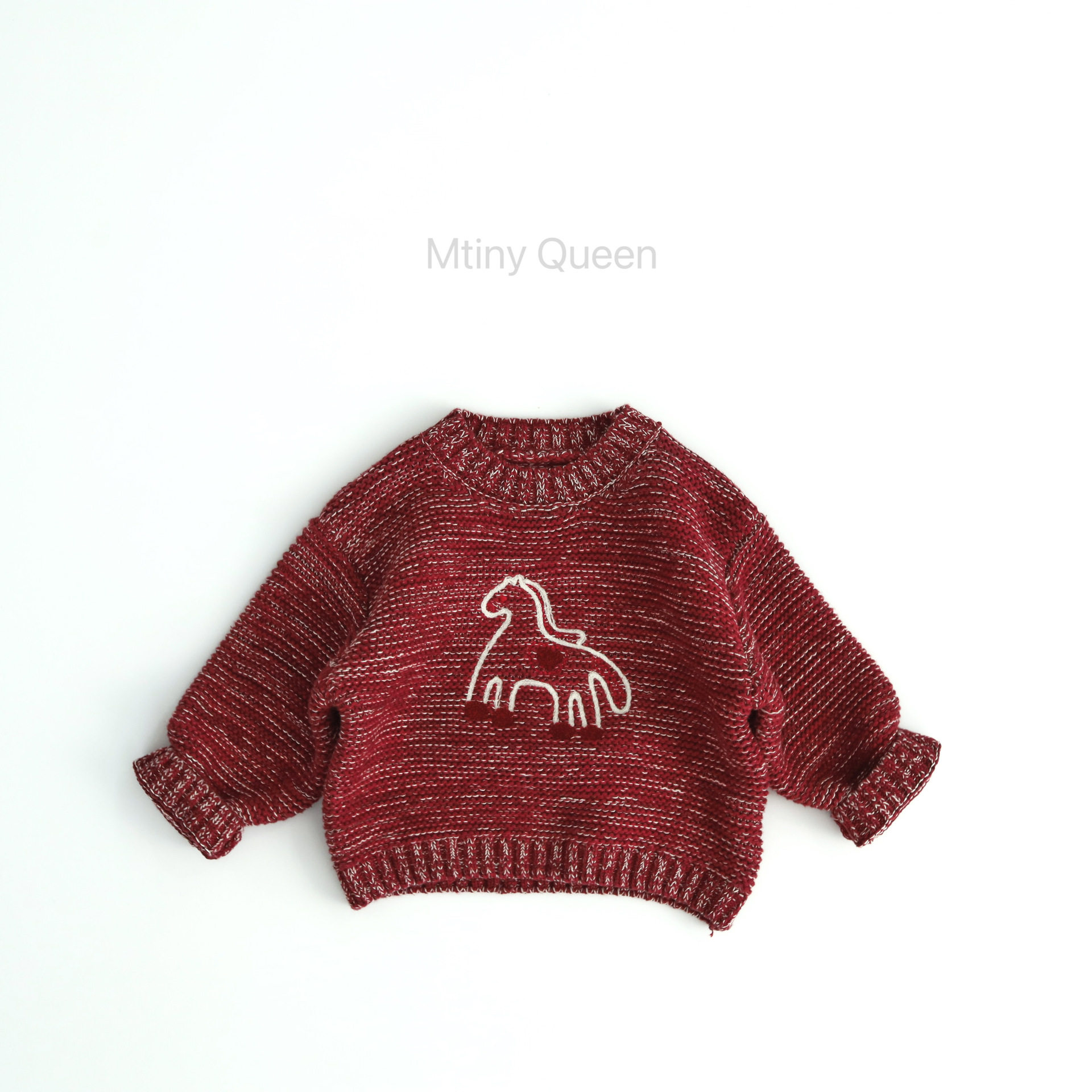 Mtinyqueen童品 2025儿童冬季纯棉绣花纯棉纱混穿宝宝毛衣外套韩