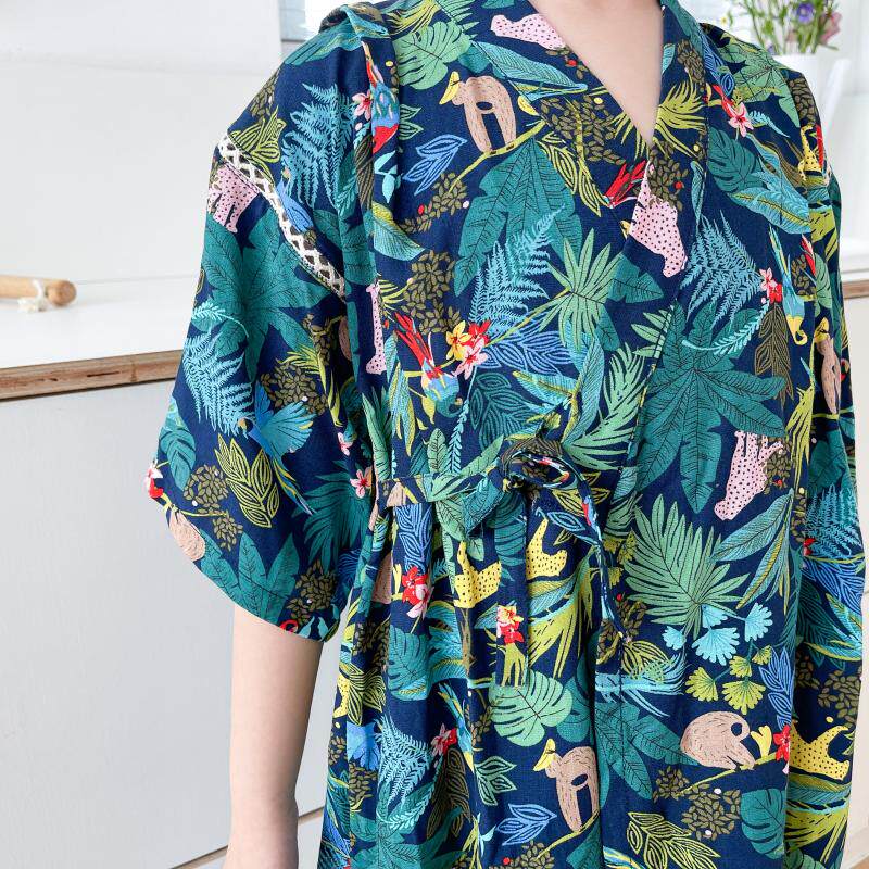 夏季款宝宝男女儿童绵绸卡通印花和服亲子家居服套装汗蒸温泉度假