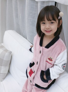 清仓不退*秋冬面包人刺绣珊瑚绒棒球服家居服加厚款超级保暖睡衣