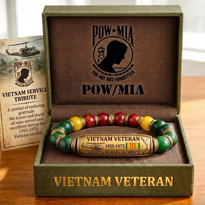 跨境新品Vietnam veteran 越南退伍军人致敬串珠手链带礼品盒