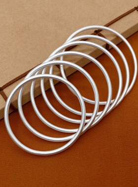 福氏999足银古法银手镯年轻款实心素圈手环闭口复古镯子纯银手镯