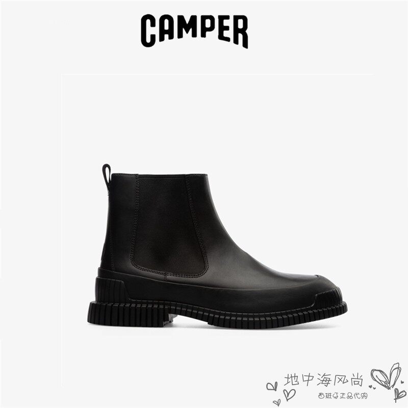 现货camper看步男鞋代购 秋冬黑色真皮切尔西短靴 K300252-015