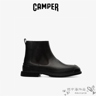现货camper看步男鞋代购 秋冬黑色真皮切尔西短靴 K300252-015