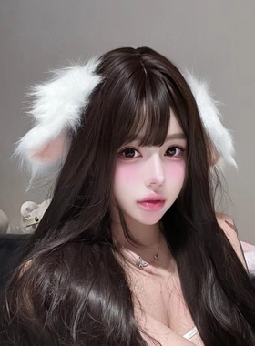 手作lolita垂耳兔头饰可爱新款cos毛绒仿真犬兽耳狗耳朵发箍圣诞