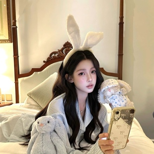 可爱兔耳朵发箍白色洗脸专用头饰化妆压发发卡夏天拍照发饰少女心
