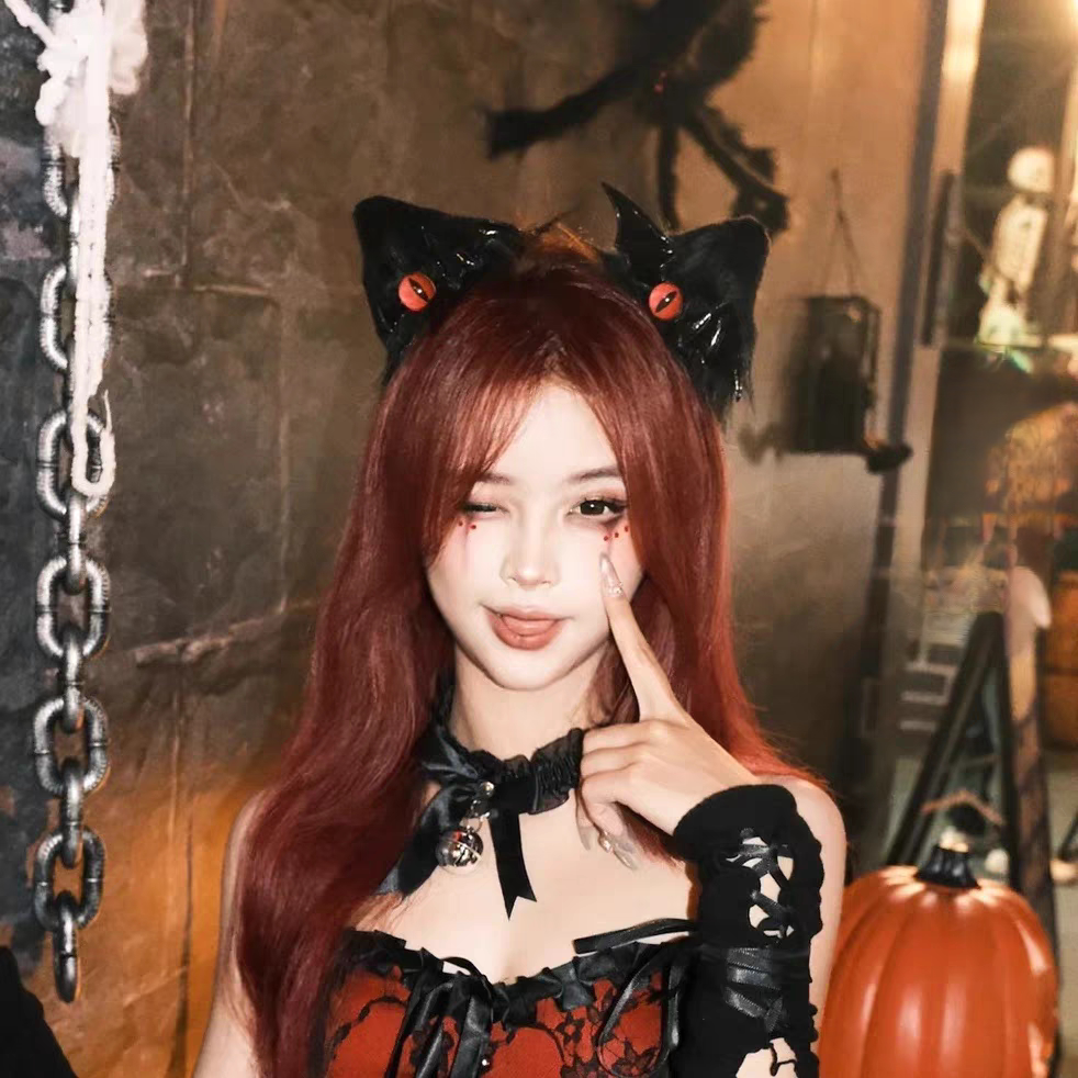 万圣节小恶魔猫耳发夹暗黑系兽耳