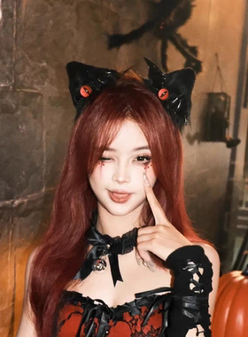 万圣节小恶魔猫耳发夹暗黑系兽耳