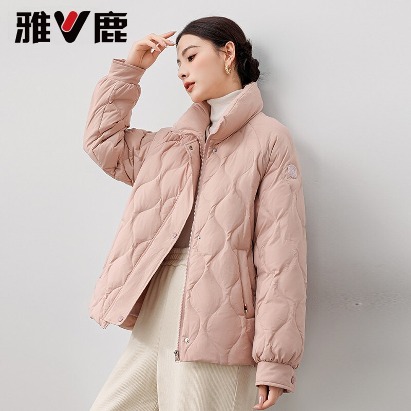 雅鹿轻薄短款羽绒服宽松立领外套