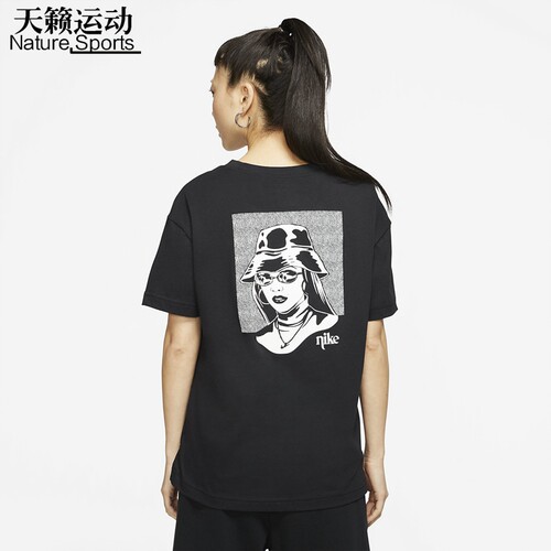 耐克圆领印花纯棉短袖t恤