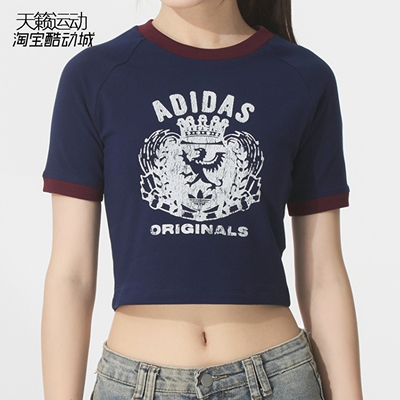 阿迪达斯三叶草女圆领短袖T恤