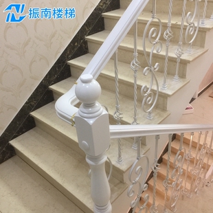铁艺实木楼梯扶手栏杆立柱护栏白色描金实心飘窗室内简约欧式阳楼
