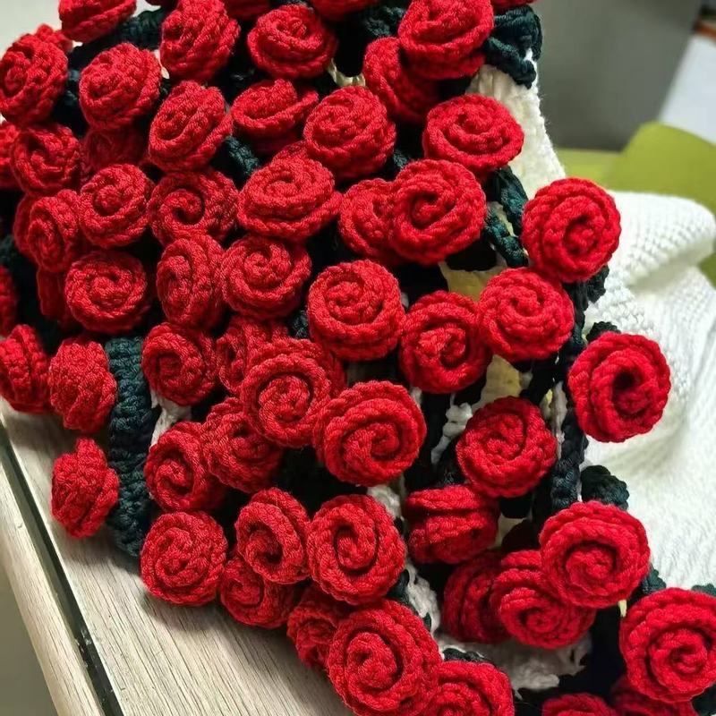 鲜花毯子材料包DIY花朵毛毯成品花束玫瑰花毯子钩织手工成品定制