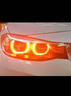 宝马3系GT黄金眼F34柠檬黄日行灯改装红色蓝色七彩LED恶魔眼冰蓝