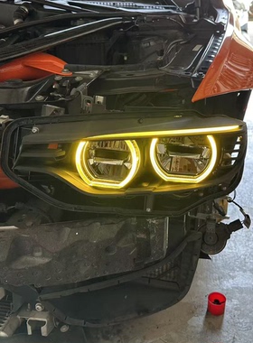 宝马3系4系M4黄金眼M3柠檬黄日行灯F33改装七彩LED恶魔眼红色蓝色
