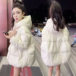 洋气小棉袄冬季款时尚白色娃娃版宽松显瘦连帽加厚羽绒棉服外套女