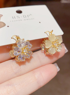 fashion trending earrings flower unique design double sided