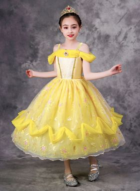 Kids Belle Costume Girl Halloween Princess Dress Cosplay