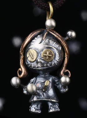 纯银伏尔甘巫逗女娃小财神娃娃印第安民族神话银饰