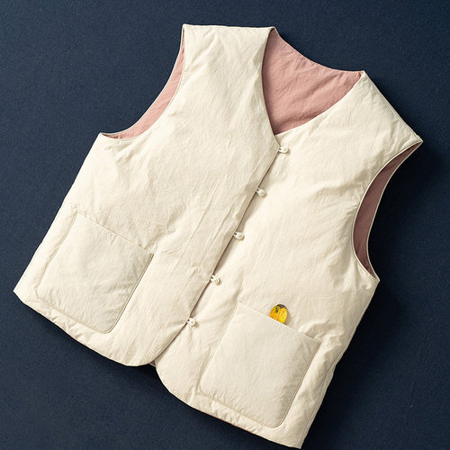 AB面高支纸感精密棉白鹅绒马夹甲