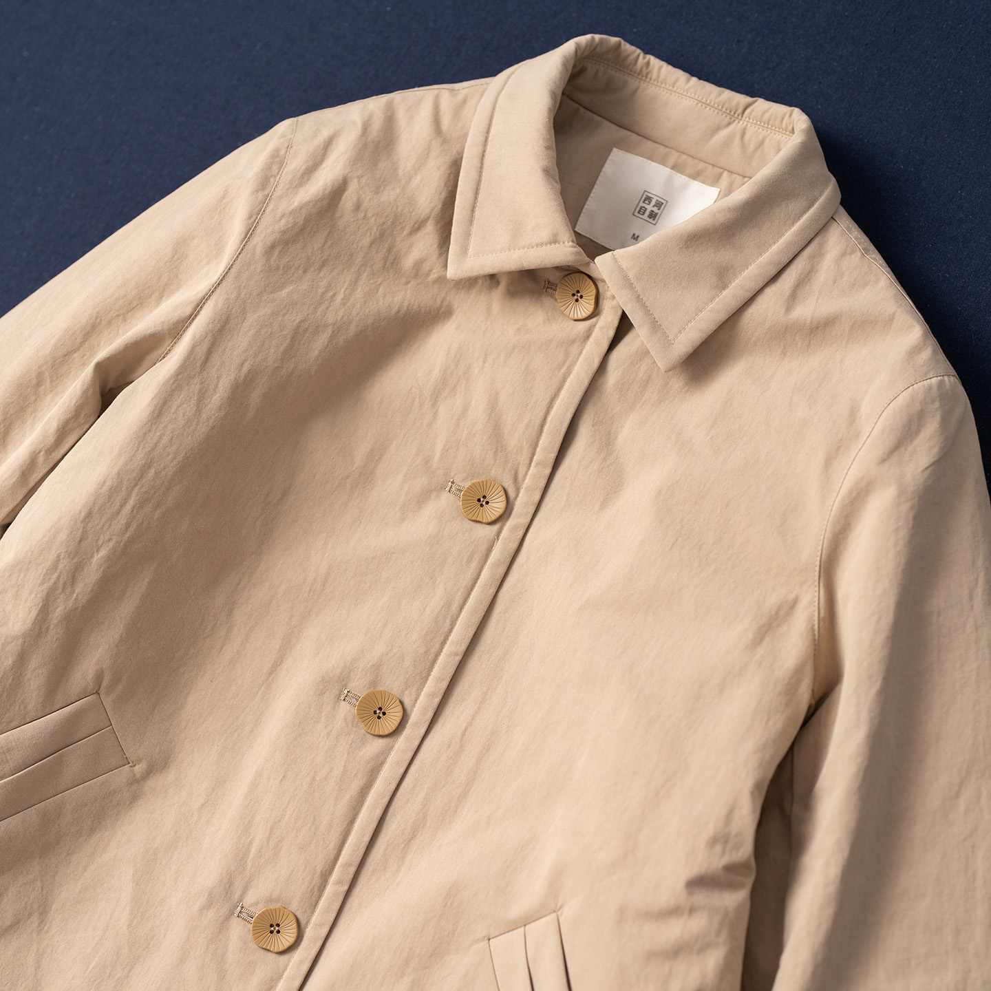 近江晒莼棉夹棉刺绣中长款棉服