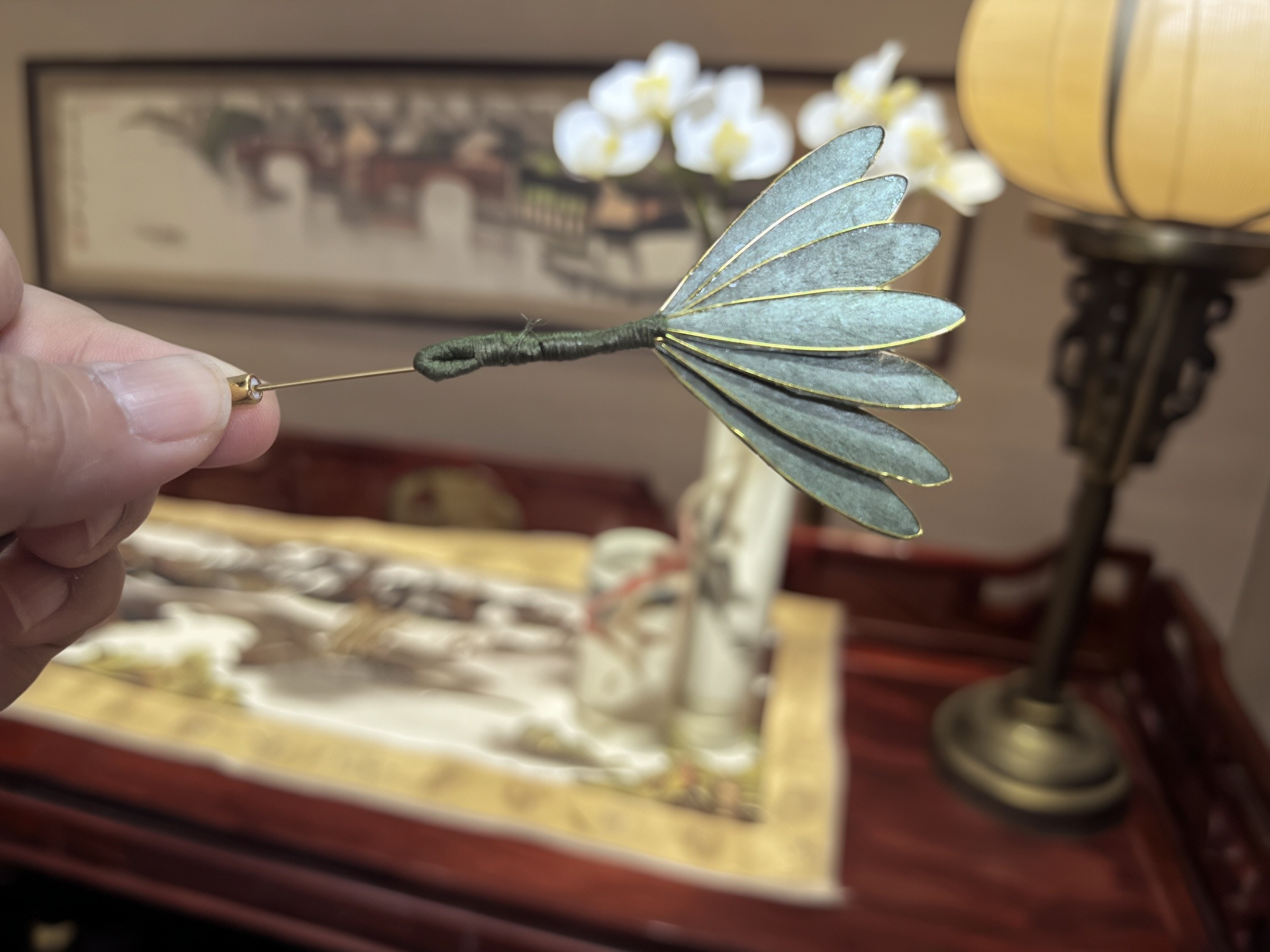 纯手工非遗绒花胸针新中式百搭蚕丝盘发汉服发夹发饰国风绿色简约,特色手工艺,其他特色工艺品,淘宝优惠券,粉丝福利购,淘宝优惠卷