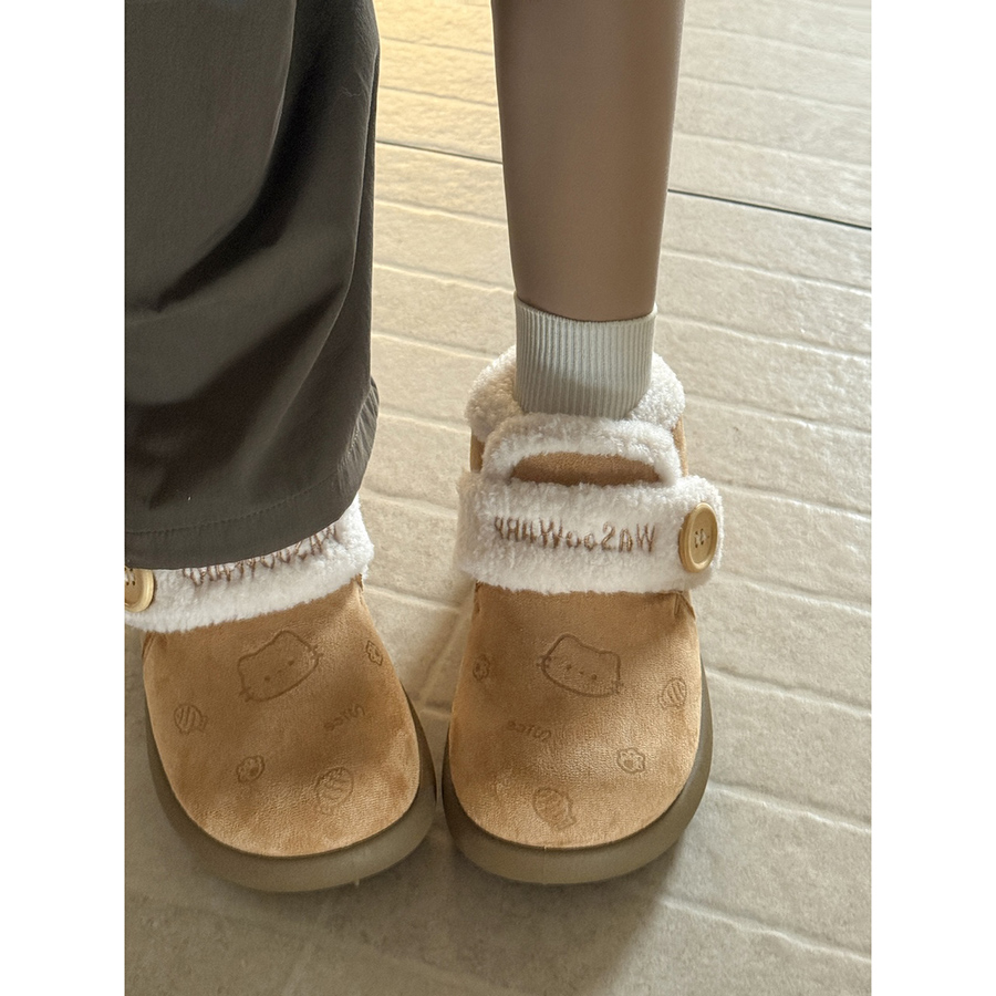 路十三加绒毛毛猫咪女鞋2025冬季休闲加厚雪地靴百搭保暖学生板鞋