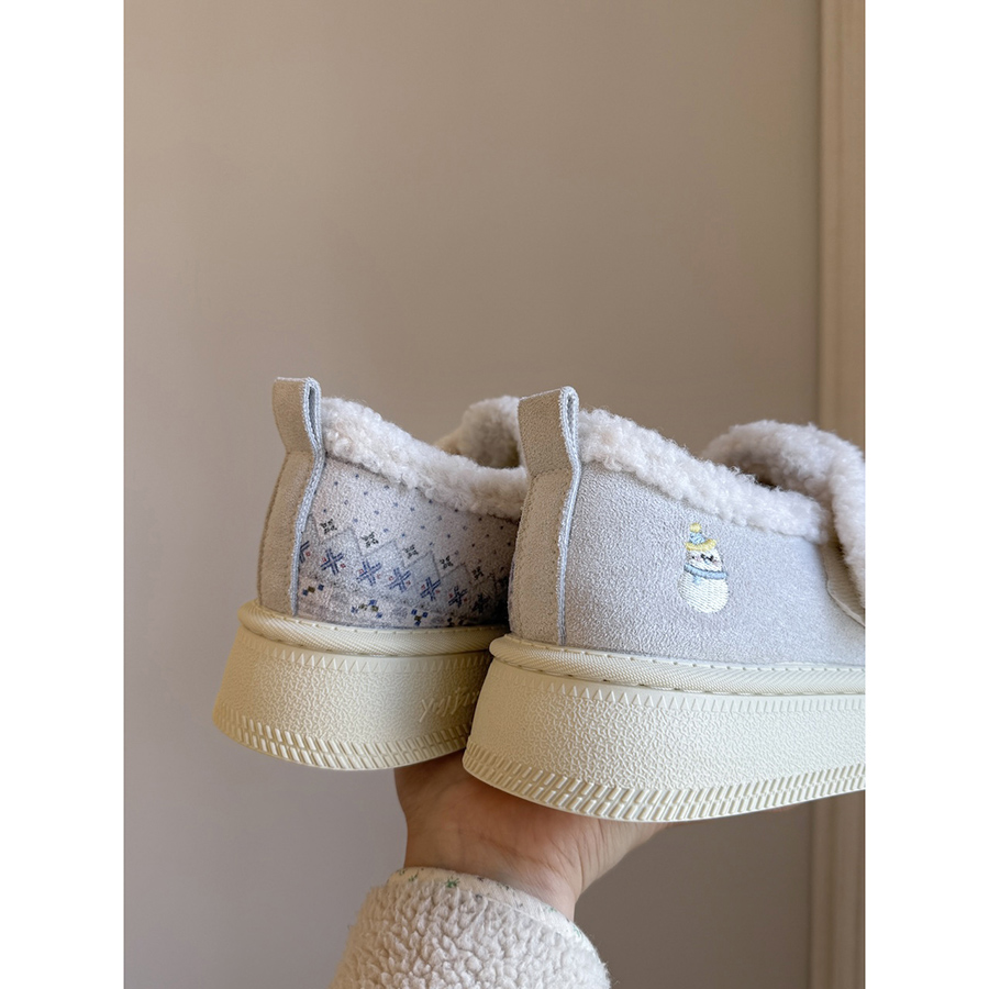 路十三韩系软萌加绒厚底棉鞋女2025保暖外穿休闲增高厚底面包鞋