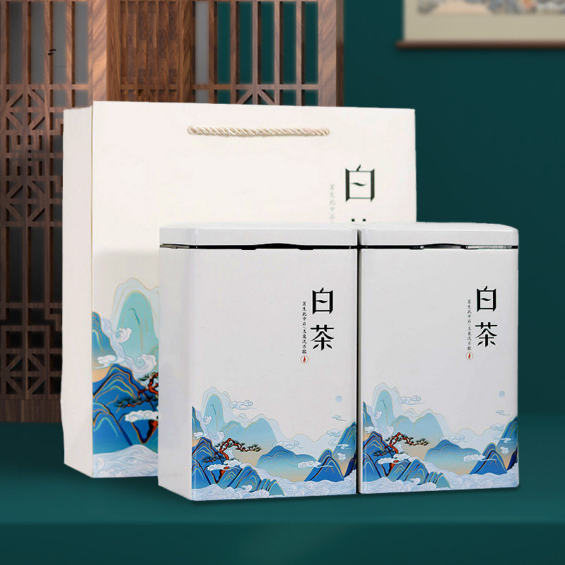 白茶罐子一斤白茶包装盒空礼盒半斤安吉白茶礼品盒黄金芽铁罐空罐图片