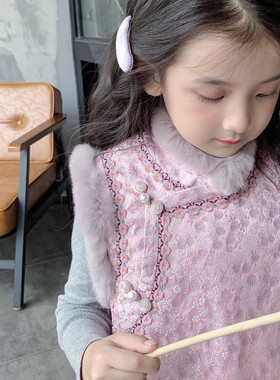 粉紫旗袍夹棉拜年服汉服