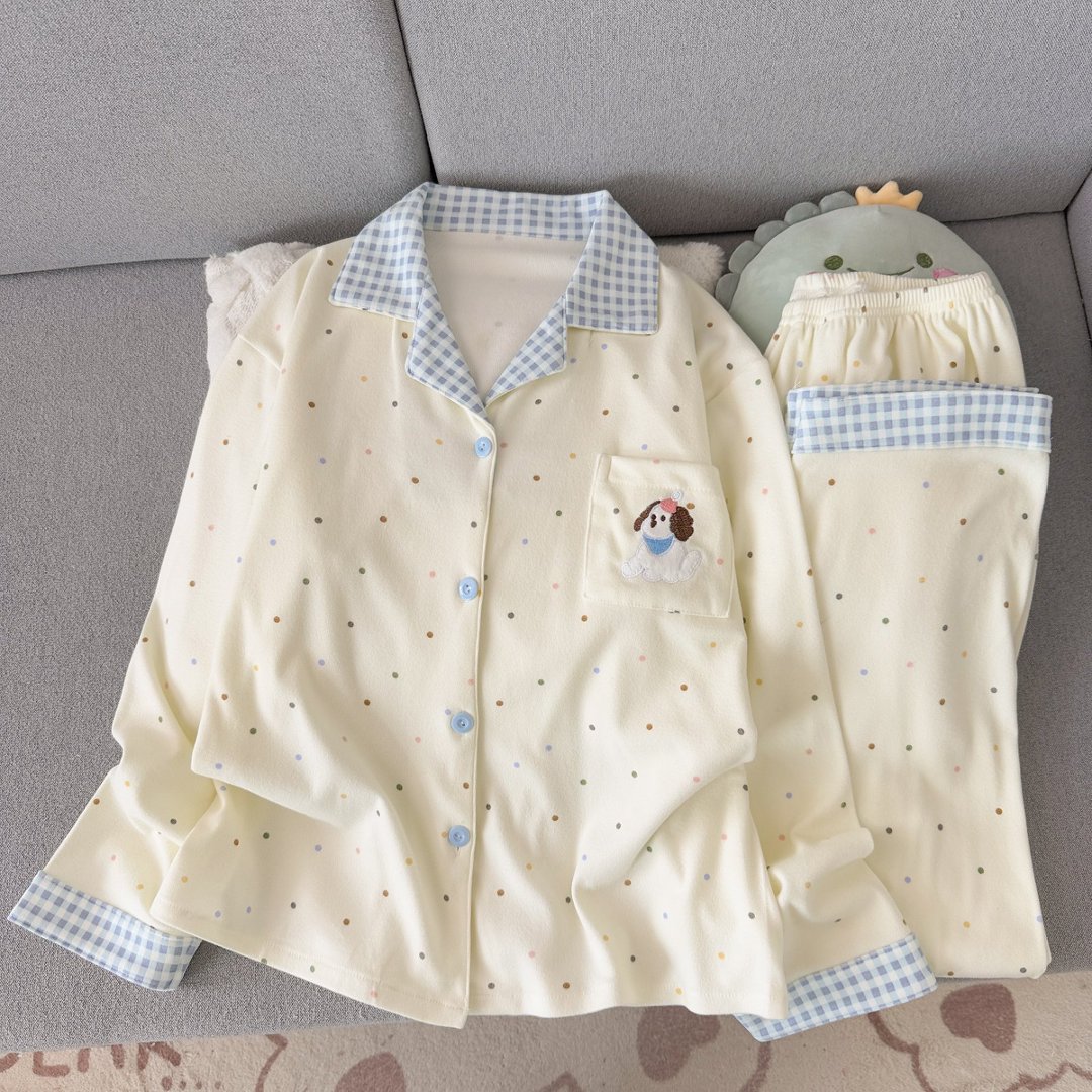 韩系德绒睡衣女2026新款秋冬季甜美风卡通可爱加厚保暖家居服套装