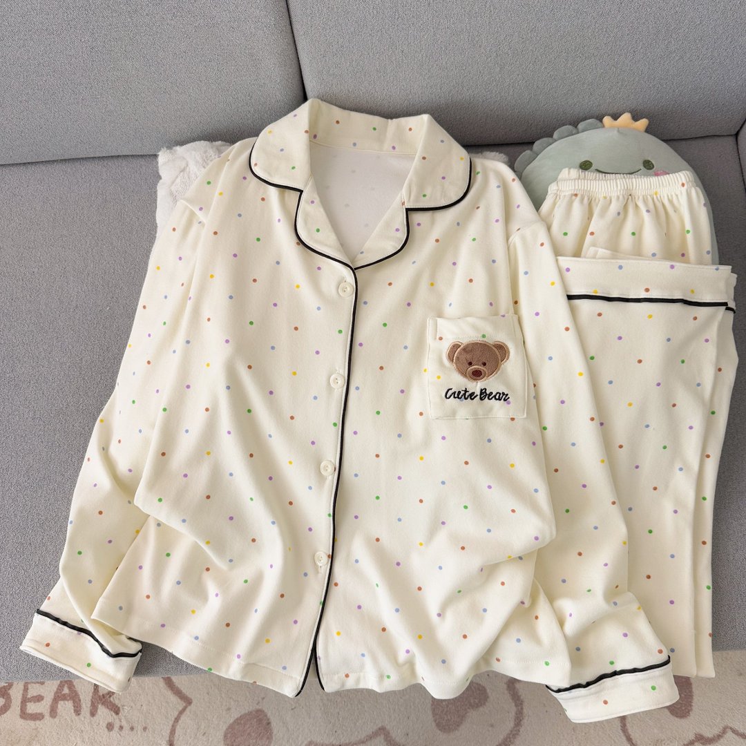 新款秋冬季德绒睡衣女ins韩系甜美风卡通可爱加厚保暖家居服套装