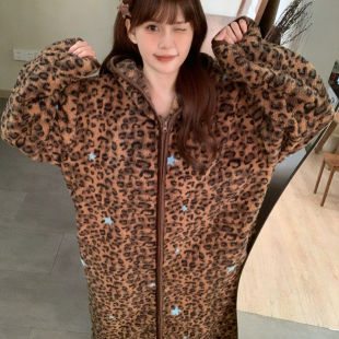 睡袍睡衣女款2026新款秋冬季韩系连帽珊瑚绒超厚保暖家居服可外穿