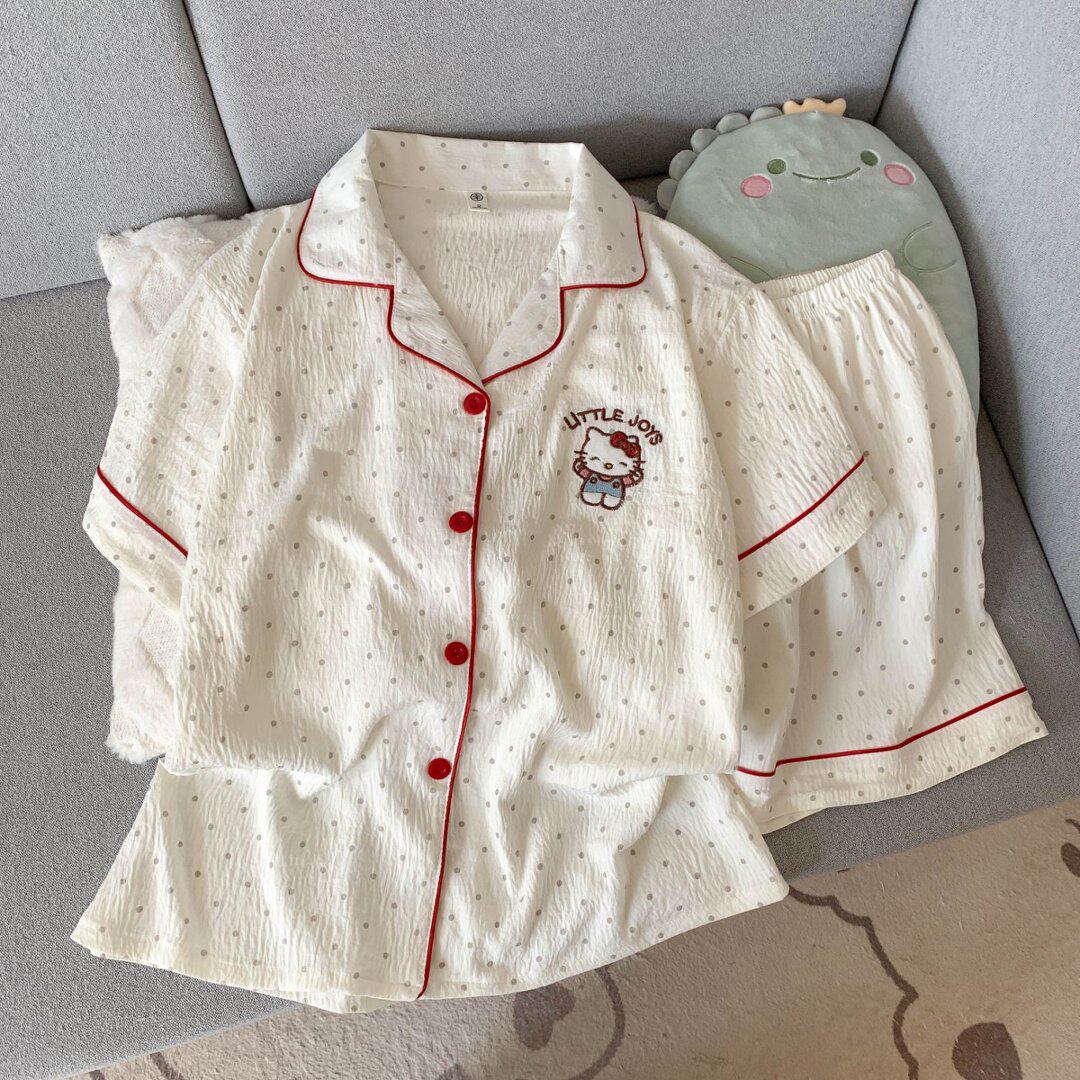 可爱波点hellokitty睡衣女款夏季短袖短裤薄款高级感家居服两件套