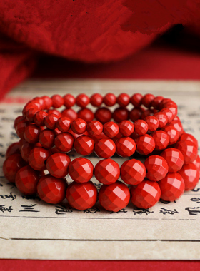 原创简约天然高含量朱砂手链女款刻面红砂手串本命年多款INS时尚