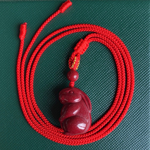 原创朱砂十二生肖兔项链男女INS可爱挂件随身钥匙扣佩戴