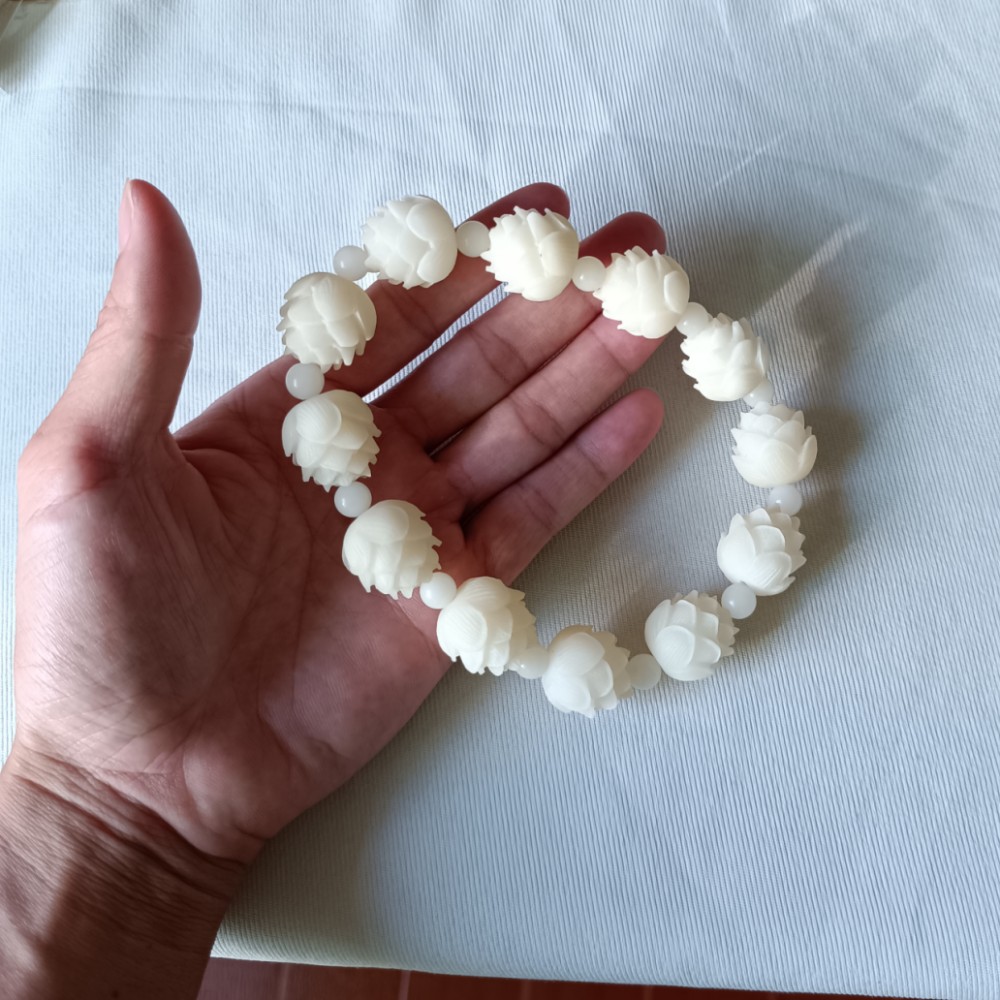 白玉菩提白菩提根五层莲花手串