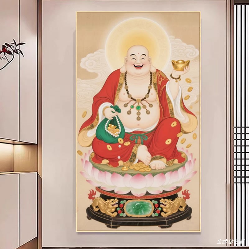 笑口常开弥勒佛5d钻石画2026新款满钻佛像点砖粘贴十字绣和气生财