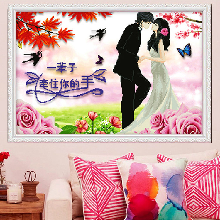 5d结婚送人钻石画手工diy婚礼婚房礼物全粘贴点钻十字绣新婚快乐