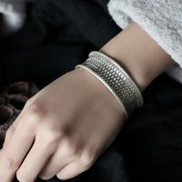 Ornaments in August - Letter 41 "Easy Food" Thai Silver Bracelet 925 Silver Bracelet Women's Personalized Ethnic Style