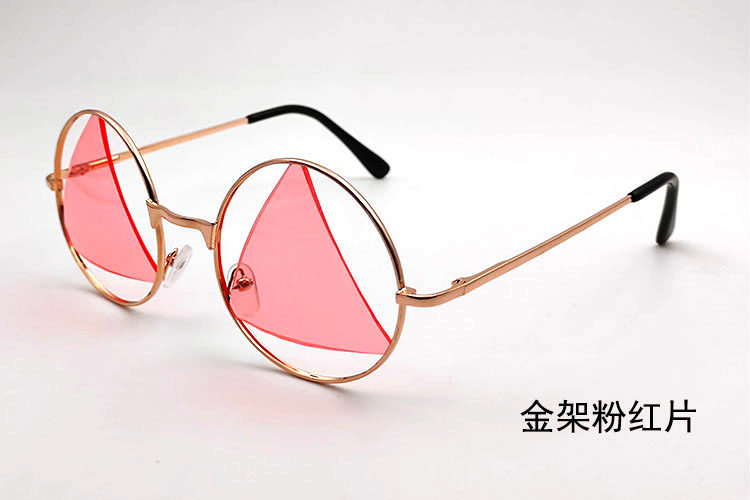 镂空圆形太子镜原宿三角彩色眼镜个性创意搞怪茶红黄蓝绿紫黑男女
