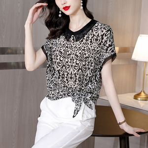 RM12825#重磅真丝短袖衬衫女士夏2023新款黑色显瘦宽松百搭桑蚕丝上衣